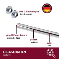 HOOZ Kleiderstange Chrom mit Halterung in 5 L&auml;ngen 60 - 120cm