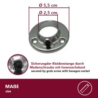 HOOZ Kleiderstange Chrom mit Halterung in 5 L&auml;ngen 60 - 120cm
