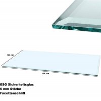 Glasplatte &Oslash;70x0,6 cm mit Facettenschliff - Klarglas