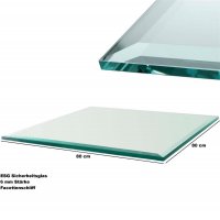 Glasplatte f&uuml;r Kaminofen und Tischplatte in 70x70cm Facettenschliff, Schutzplatte mit 6mm ESG Sicherheitsglas, Funkenschutzplatte, Glasboden f&uuml;r Kamin (Klarglas)