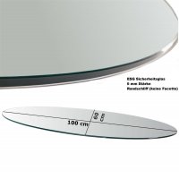 Glasplatte 100x70x0,6 cm mit Facettenschliff - Klarglas