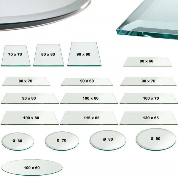 Glasplatte f&uuml;r Kaminofen und Tischplatte in 115x65cm Facettenschliff, Schutzplatte mit 6mm ESG Sicherheitsglas, Funkenschutzplatte, Glasboden f&uuml;r Kamin (Klarglas)