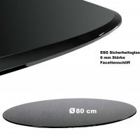 Glasplatte schwarz, 70x70cm, 6mm Sicherheitsglas, Facette Tischplatte Glasscheibe