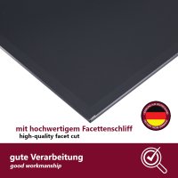 Glasplatte 80x70x0,6 cm mit Facettenschliff - schwarz