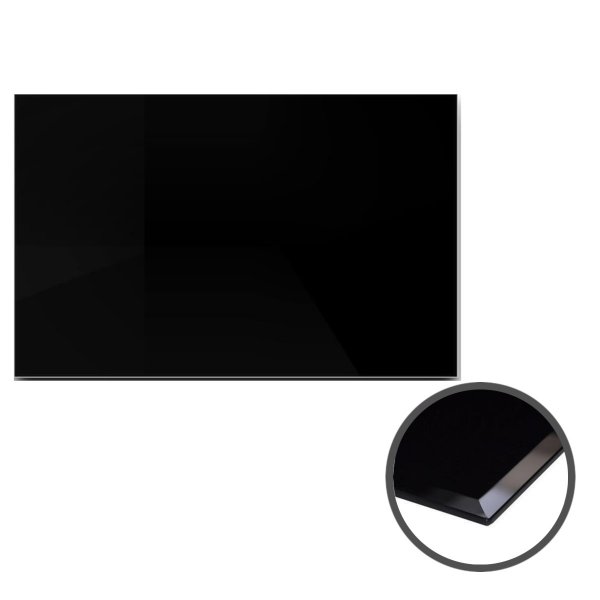 Glasplatte schwarz, 90x70cm, 6mm Sicherheitsglas, Facette Tischplatte Kamin Bodenplatte