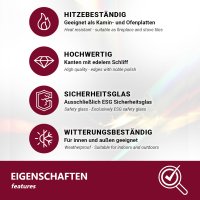 Glasplatte / Kaminplatte ESG-Glas &ndash; 90x80 cm schwarz