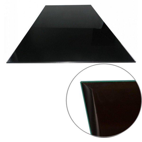 Glasplatte 100x50x0,6 cm mit Facettenschliff - schwarz