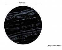 Glasplatte &Oslash;70x0,6 cm mit Facettenschliff - Marmoroptik schwarz