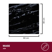Glasplatte 80x80x0,6 cm mit Facettenschliff - Marmoroptik schwarz