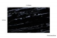 Glasplatte 100x60x0,6 cm mit Facettenschliff - Marmoroptik schwarz