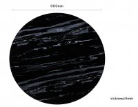 Glasplatte &Oslash;90x0,6 cm mit Facettenschliff - Marmoroptik schwarz
