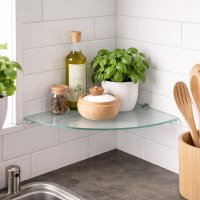 Glas Eckregal 25 oder 35cm in 3 ver. Farben inkl. Halterung aus Aluminum