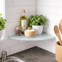 Glas Eckregal 25 oder 35cm in 3 ver. Farben inkl. Halterung aus Aluminum