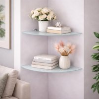 Glas Eckregal 25 oder 35cm in 3 ver. Farben inkl. Halterung aus Aluminum