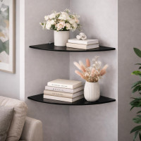 Eckregal 45cm Glasboden Glasplatte Glasscheibe Regalhalter ALU Regal Glasregal Schwarz