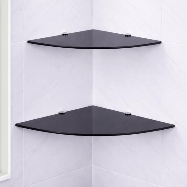 Eckregal Glasboden 6mm Glasplatte Glasregal Glasscheibe Regalhalter Glas Regal schwarz 25 cm Aluminium