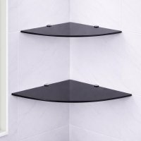 Eckregal Glasboden 6mm Glasplatte Glasregal Glasscheibe Regalhalter Glas Regal schwarz 35 cm Aluminium