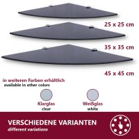 Eckregal Glasboden 6mm Glasplatte Glasregal Glasscheibe Regalhalter Glas Regal schwarz 35 cm Aluminium