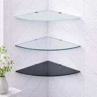 Eckregal Glasboden 6mm Glasplatte Glasregal Glasscheibe Regalhalter Glas Regal wei&szlig; 25 cm Aluminium