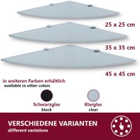 Eckregal Glasboden 6mm Glasplatte Glasregal Glasscheibe Regalhalter Glas Regal wei&szlig; 25 cm Aluminium