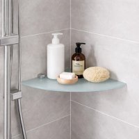 Eckregal Glasboden 6mm Glasplatte Glasregal Glasscheibe Regalhalter Glas Regal wei&szlig; 25 cm Aluminium