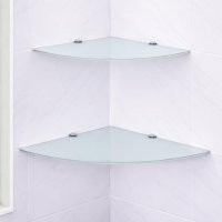 Eckregal Glasboden 6mm Glasplatte Glasregal Glasscheibe Regalhalter Glas Regal wei&szlig; 35 cm Aluminium