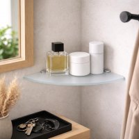 Eckregal Glasboden 6mm Glasplatte Glasregal Glasscheibe Regalhalter Glas Regal wei&szlig; 35 cm Aluminium