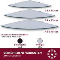 Eckregal Glasboden 6mm Glasplatte Glasregal Glasscheibe Regalhalter Glas Regal klar 25 cm Aluminium