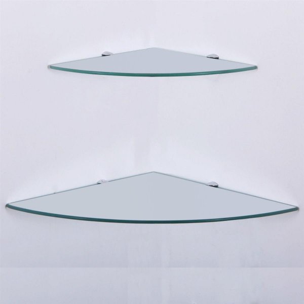 Eckregal Glasboden 6mm Glasplatte Glasregal Glasscheibe Regalhalter Glas Regal klar 35 cm Aluminium