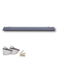 Glasboden 6mm Glasplatte f&uuml;r Glasregal Glasscheibe Regalhalter Bad Glas Regal schwarz 100 cm silber