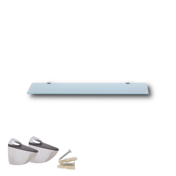 Glasboden 6mm Glasplatte f&uuml;r Glasregal Glasscheibe Regalhalter Bad Glas Regal wei&szlig; 60 cm silber