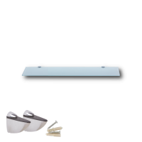 Glasboden 6mm Glasplatte f&uuml;r Glasregal Glasscheibe Regalhalter Bad Glas Regal wei&szlig; 60 cm silber