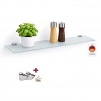 Glasboden 6mm Glasplatte f&uuml;r Glasregal Glasscheibe Regalhalter Bad Glas Regal wei&szlig; 60 cm silber