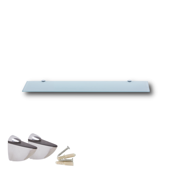 Glasboden 6mm Glasplatte f&uuml;r Glasregal Glasscheibe Regalhalter Bad Glas Regal wei&szlig; 70 cm silber