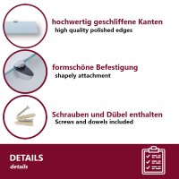 Glasboden 6mm Glasplatte f&uuml;r Glasregal Glasscheibe Regalhalter Bad Glas Regal wei&szlig; 70 cm silber