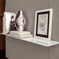 Glasboden 6mm Glasplatte f&uuml;r Glasregal Glasscheibe Regalhalter Bad Glas Regal wei&szlig; 70 cm silber