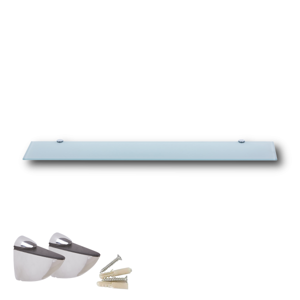 Glasboden 6mm Glasplatte f&uuml;r Glasregal Glasscheibe Regalhalter Bad Glas Regal wei&szlig; 80 cm silber