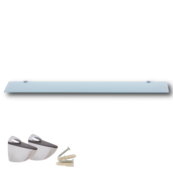 Glasboden 6mm Glasplatte f&uuml;r Glasregal Glasscheibe Regalhalter Bad Glas Regal wei&szlig; 100 cm silber