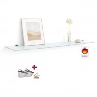 Glasboden 6mm Glasplatte f&uuml;r Glasregal Glasscheibe Regalhalter Bad Glas Regal wei&szlig; 100 cm silber