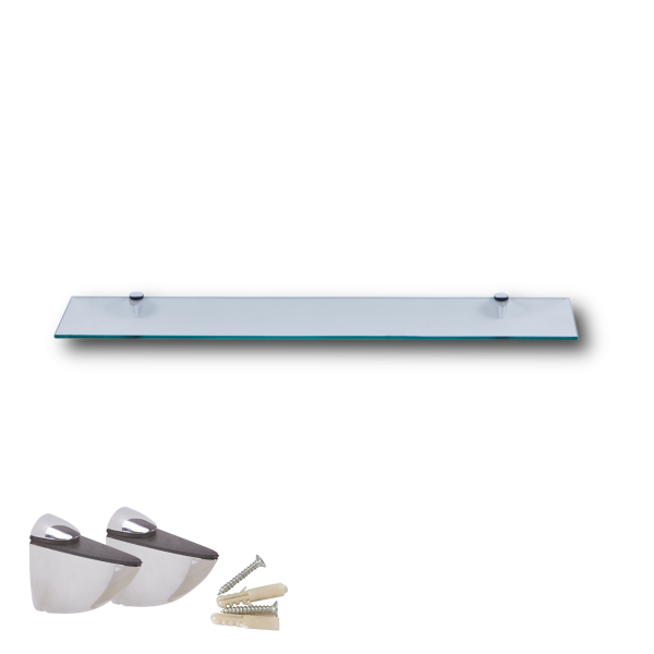 Glasboden 6mm Glasplatte f&uuml;r Glasregal Glasscheibe Regalhalter Bad Glas Regal klar 70 cm silber