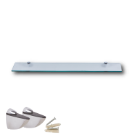 Glasboden 6mm Glasplatte f&uuml;r Glasregal Glasscheibe Regalhalter Bad Glas Regal klar 70 cm silber