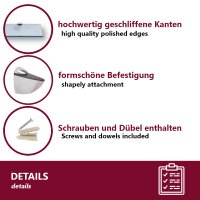 Glasboden 6mm Glasplatte f&uuml;r Glasregal Glasscheibe Regalhalter Bad Glas Regal klar 70 cm silber