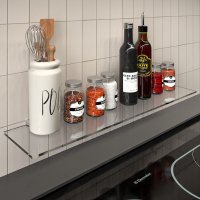 Glasboden 6mm Glasplatte f&uuml;r Glasregal Glasscheibe Regalhalter Bad Glas Regal klar 70 cm silber