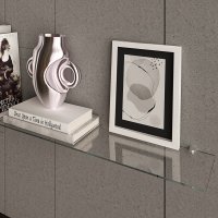 Glasboden 6mm Glasplatte f&uuml;r Glasregal Glasscheibe Regalhalter Bad Glas Regal klar 70 cm silber
