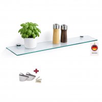 Glasboden 6mm Glasplatte f&uuml;r Glasregal Glasscheibe Regalhalter Bad Glas Regal klar 70 cm silber