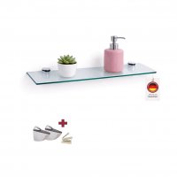 Glasboden 6mm Glasplatte f&uuml;r Glasregal Glasscheibe Regalhalter Bad Glas Regal 40 cm klar silber