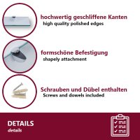 Glasboden 6mm Glasplatte f&uuml;r Glasregal Glasscheibe Regalhalter Bad Glas Regal 30 cm klar silber