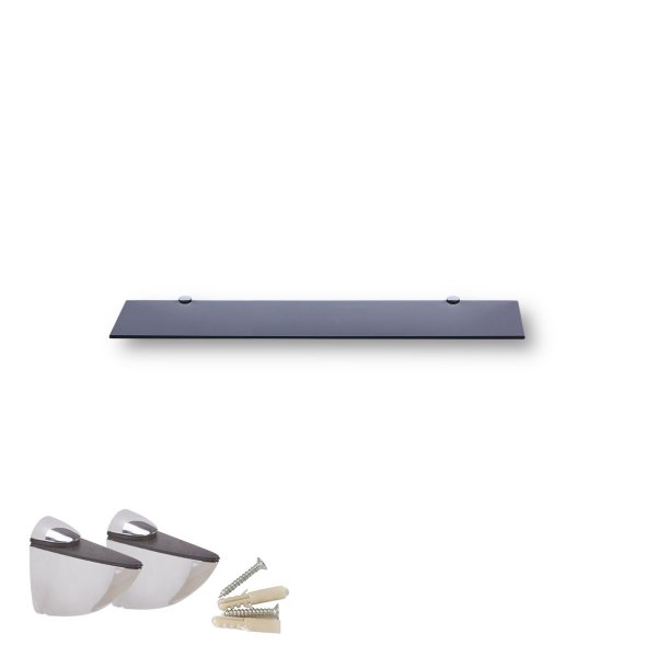 Glasboden 6mm Glasplatte f&uuml;r Glasregal Glasscheibe Regalhalter Bad Glas Regal 30 cm schwarz silber