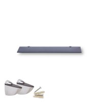 Glasboden 6mm Glasplatte f&uuml;r Glasregal Glasscheibe Regalhalter Bad Glas Regal 30 cm schwarz silber