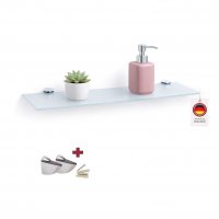 Glasboden 6mm Glasplatte f&uuml;r Glasregal Glasscheibe Regalhalter Bad Glas Regal 30 cm wei&szlig; silber